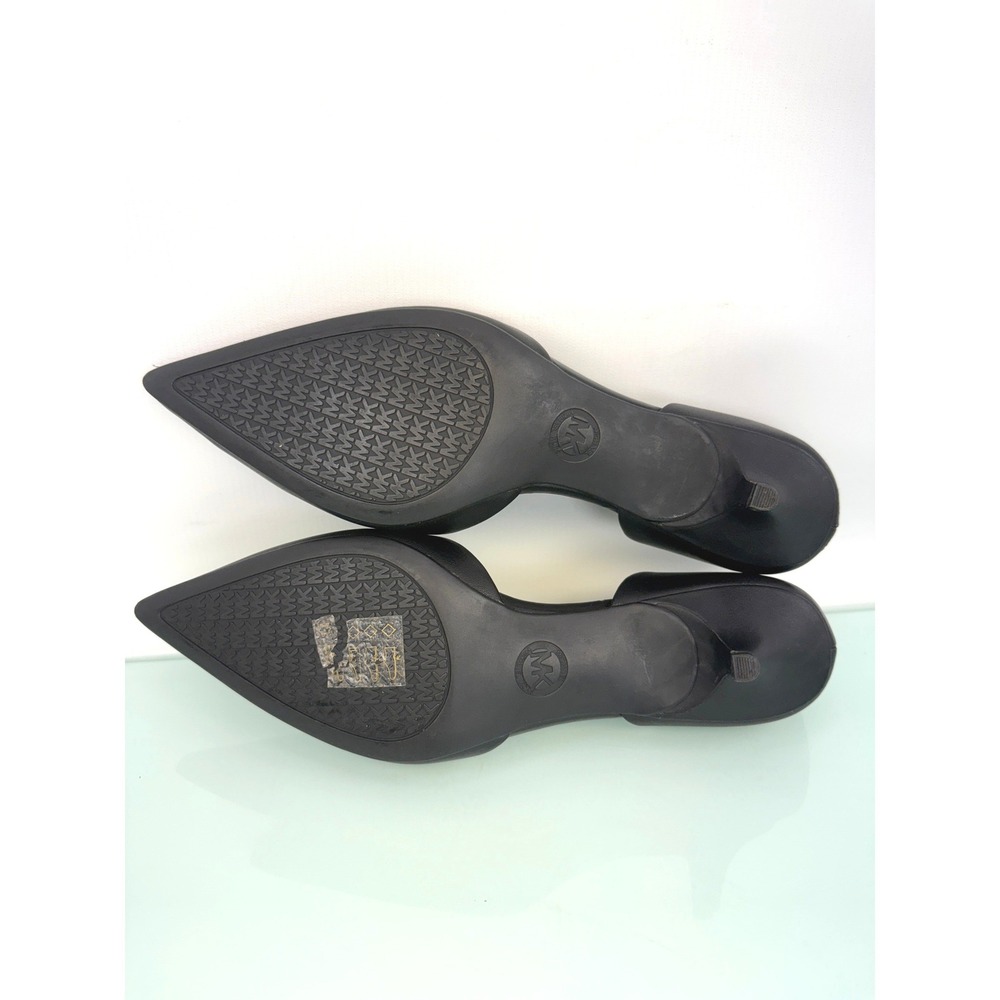 Michael Kors Black Leather Kitten Heel Pumps Sz 8 Pointed Toe office business - Picture 7 of 9